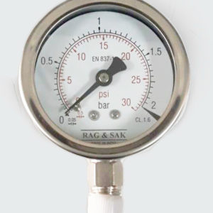 63 mm Dial;Range:0 to 2 Bar; RAG & SAK -Stainless Steel Case Brass Connection Pressure Gauge; Bottom Mount